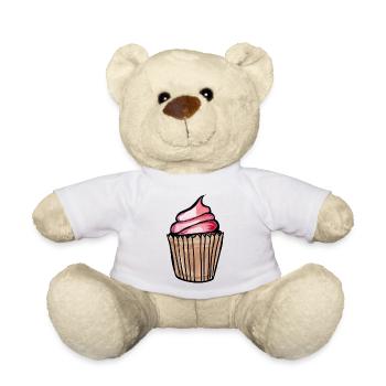 Cupcake-Wirbel-Skizze auf Schwarz - Teddy - Weiß - Vorne