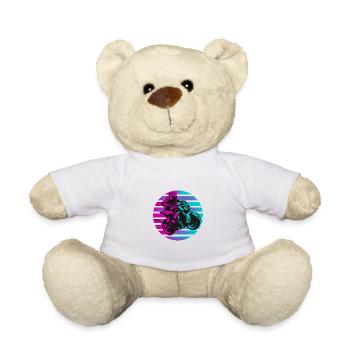 Motorrad Motorradfahrer Neon - Teddy - Weiß - Vorne