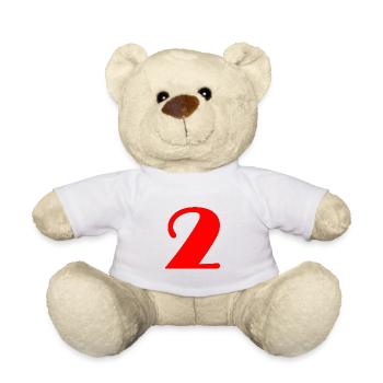 2. 2 JAHRE. 2. JUBILÄUM. GEBURTSTAG 2 JAHRE - Teddy - Weiß - Vorne