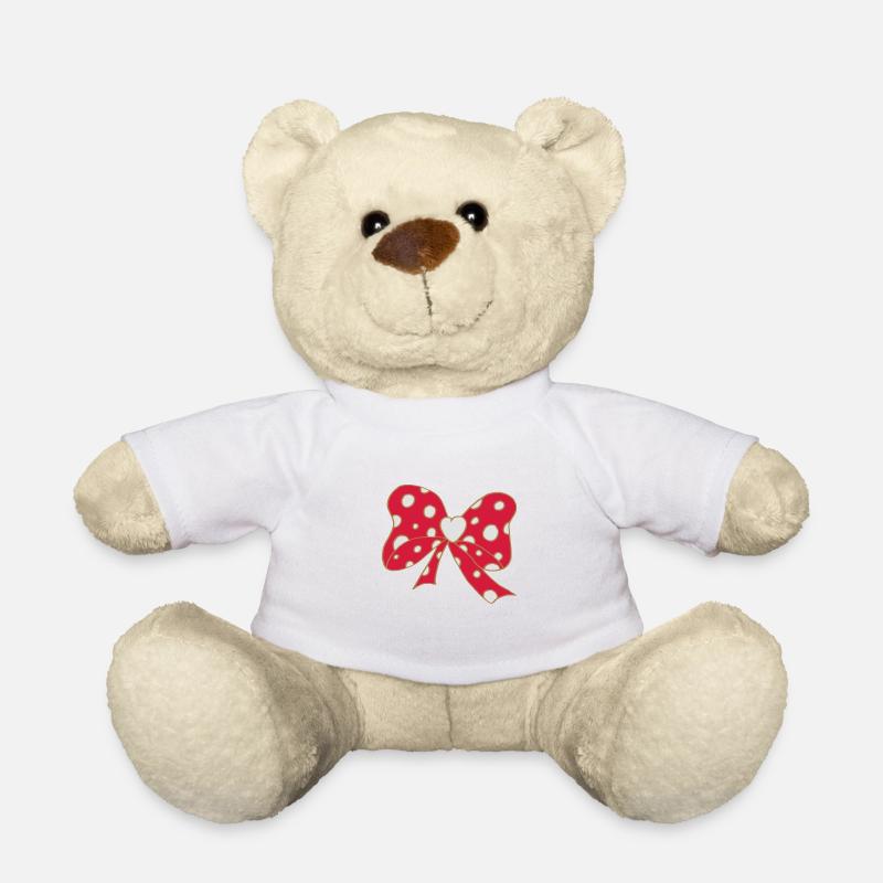 schöne Schleife mit Herz - Teddy - Weiß