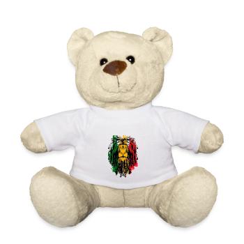 Reggae Musik Löwe Rasta Rastafari Jamaica - Teddy - Weiß - Vorne
