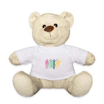 Fahrrad Fahrradfahren Radfahrer Bunt Figuren - Teddy - Weiß - Vorne