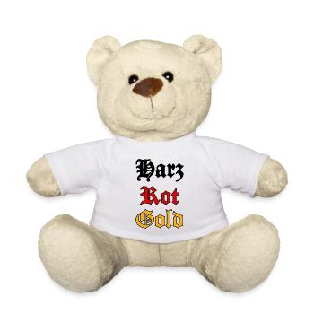 Harz Rot Gold Schriftzug Altdeutsch Deutschland - Teddy - Weiß - Vorne