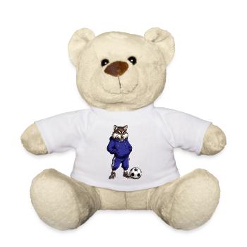 Fussballer Wolf blau - Teddy - Weiß - Vorne