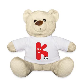 Soccer playing letter K - Teddy Bear - white - Front