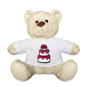 Idée cadeau gâteau de mariage rose - coeurs - Nounours - blanc - Devant