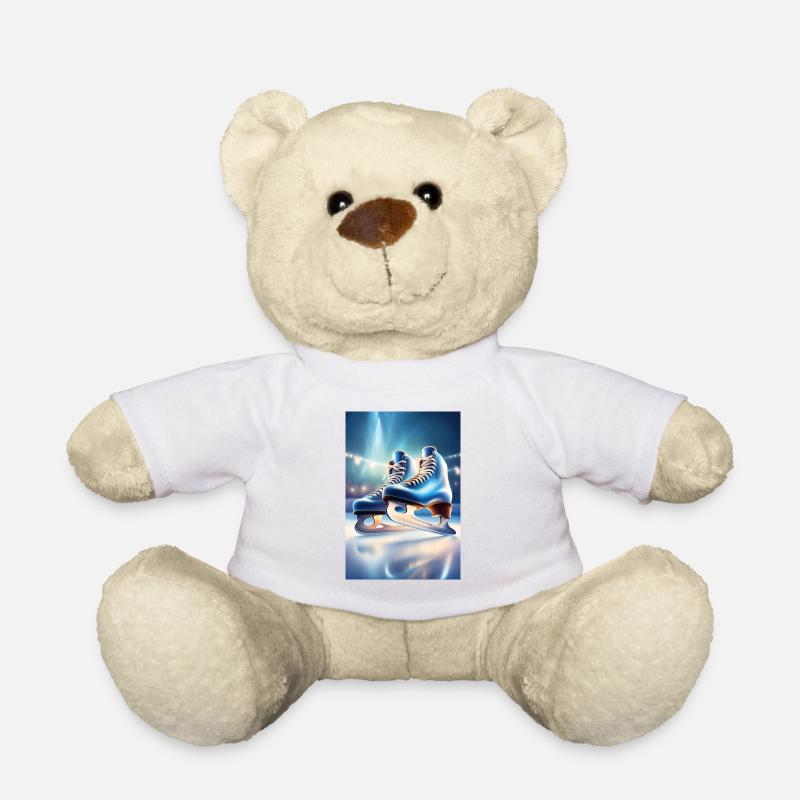 Blaue Schlittschuhe - Teddy - Weiß