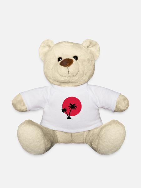 Palm Trees Sun - Teddy Bear - white