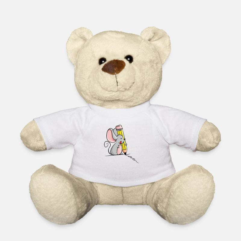 Souris au crayon écrit Love - Nounours - blanc
