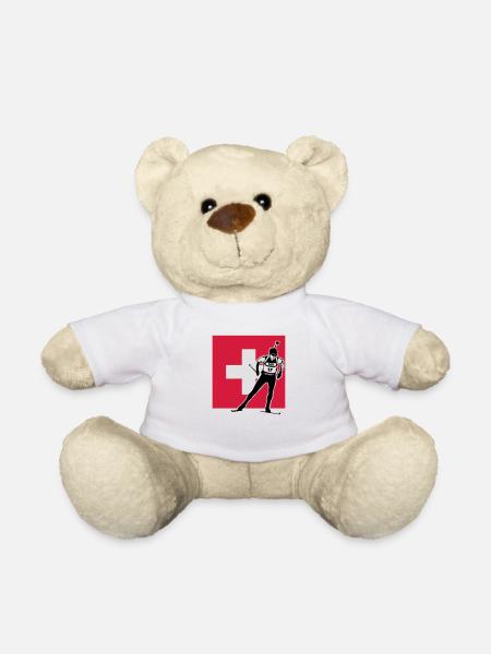 Biathlon - Langlauf -Schweiz - swiss - Teddy - Weiß