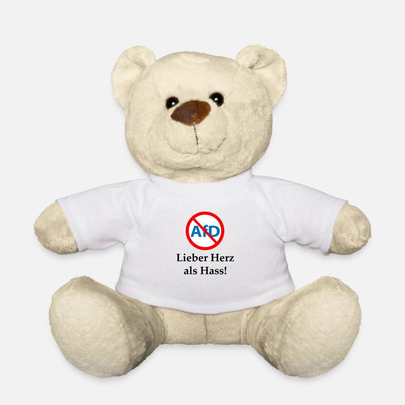 Gegen AfD! Herz statt Hass - Teddy - Weiß
