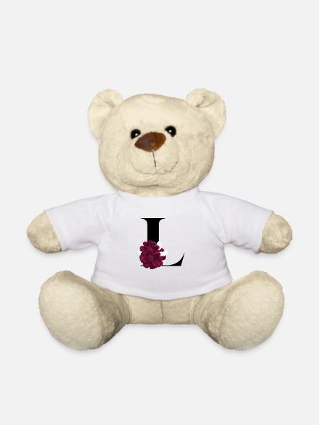 lettre L fleuris - Nounours - blanc