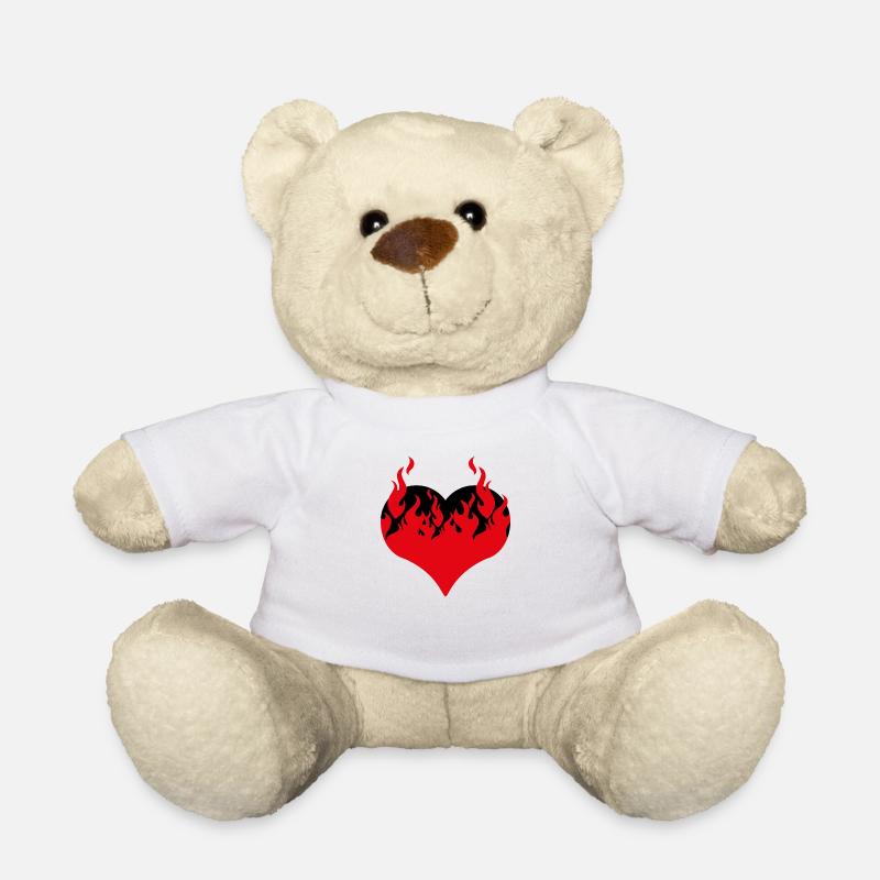 Herz in Flammen - Teddy - Weiß