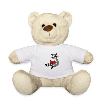 Waschbär liest Buch Geschenkidee - Teddy - Weiß - Vorne