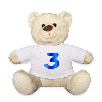 3 years birthday blue - Teddy Bear - white - Front