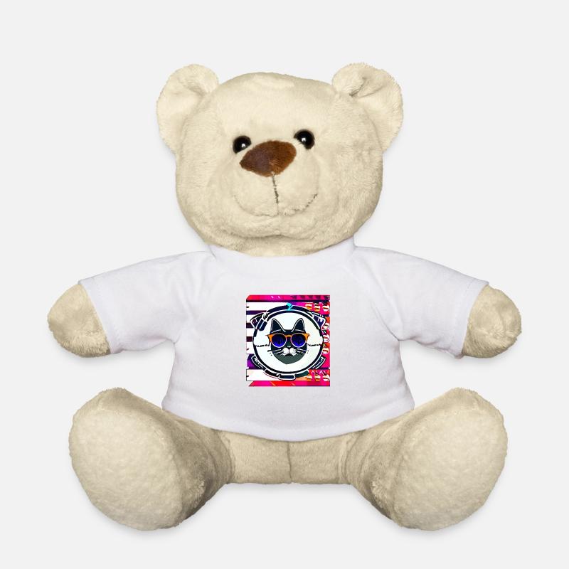 Funny Summer Cat logo - Teddy Bear - white