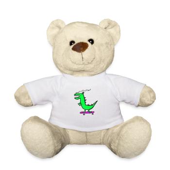 Drache fährt Skateboard - Teddy - Weiß - Vorne