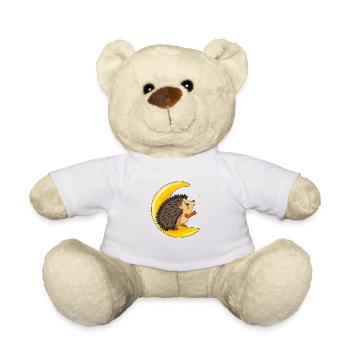 Igel ruht sich auf dem Mond aus und fängt Sterne - Teddy - Weiß - Vorne