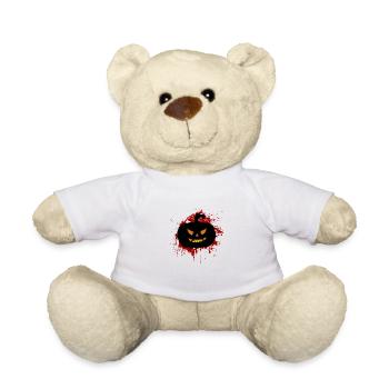 Halloween Pumpkin | Jack O Lantern Splatter - Teddy Bear - white - Front