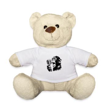 Monkey Orchestra Singer with Vintage Microphone - Teddy Bear - white - Front