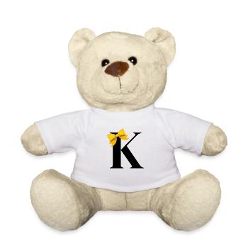 Lettre k nœud jaune - Nounours - blanc - Devant