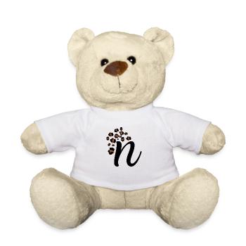 Letter n leopard pattern - Teddy Bear - white - Front