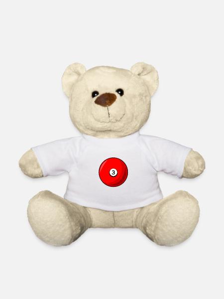 Billardkugel 3 rot Billard drei - Teddy - Weiß