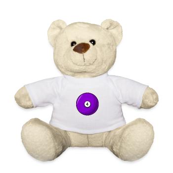 Billiard ball 4 purple Billiards four - Teddy Bear - white - Front