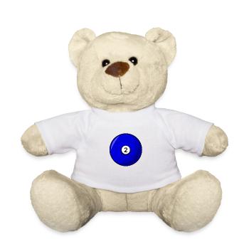 Billiard ball 2 blue Billiards two - Teddy Bear - white - Front