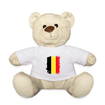 Drapeau de la Belgique Drapeau belge Vintage Look vieilli - Nounours - blanc - Devant
