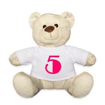 5. 5 JAHRE. 5-JÄHRIGES JUBILÄUM. GEBURTSTAG 5 JAHRE - Teddy - Weiß - Vorne