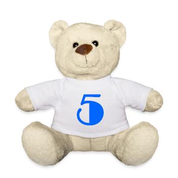5. 5 JAHRE. 5-JÄHRIGES JUBILÄUM. GEBURTSTAG 5 JAHRE - Teddy - Weiß - Vorne