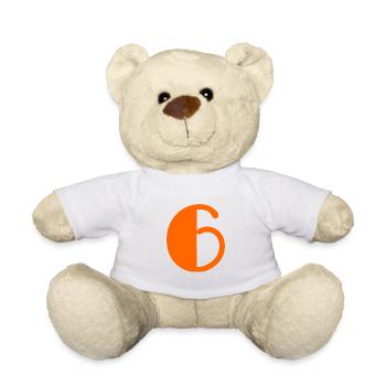 6. HERZLICHEN GLÜCKWUNSCH ZUM GEBURTSTAG. ALLES GUTE ZUM GEBURTSTAG!. ZIFFER - Teddy - Weiß - Vorne