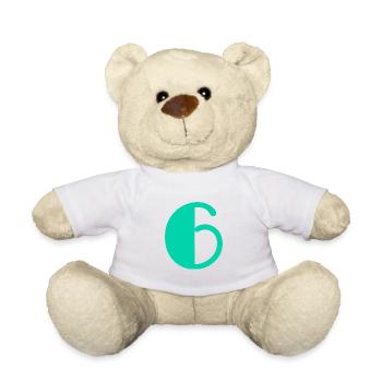 6. 6 YEARS. 6th ANNIVERSARY. BIRTHDAY 6 YEARS - Teddy Bear - white - Front