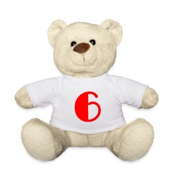 6. 6 YEARS. 6th ANNIVERSARY. BIRTHDAY 6 YEARS - Teddy Bear - white - Front
