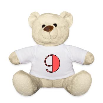 9 ANS. 9e ANNIVERSAIRE. ANNIVERSAIRE 9 ANS. 9 - Nounours - blanc - Devant