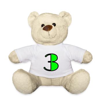 3 YEARS. 3RD ANNIVERSARY. BIRTHDAY 3 YEARS - Teddy Bear - white - Front