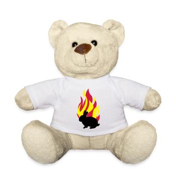 Hase mit Feuer - Teddy - Weiß - Vorne