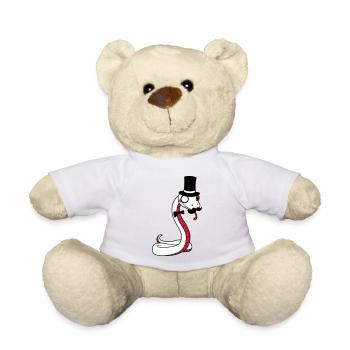 sir herr gentlemen zylinder reich monokel brille s - Teddy - Weiß - Vorne