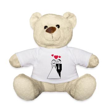 happy wed / newly wed / wedding / stag 2c - Teddy Bear - white - Front
