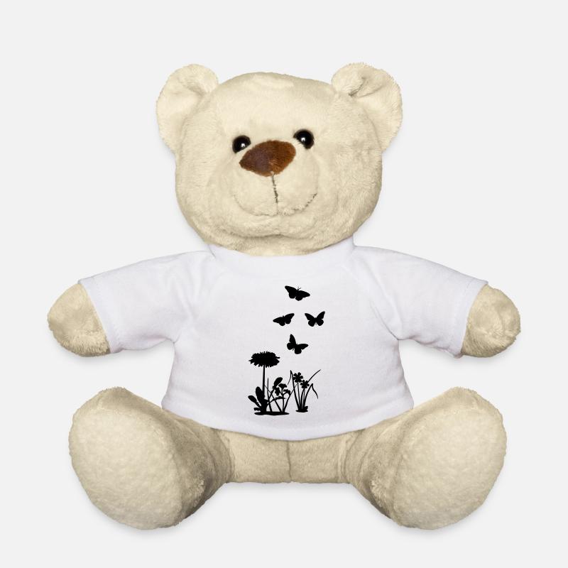 Frühling, Blumen und Schmetterlinge, Natur - Teddy - Weiß