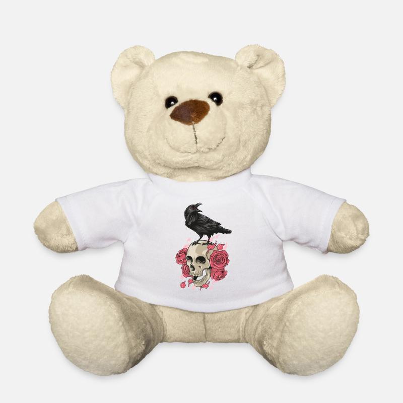 Rabe Totenkopf Wikinger Rosen Schädel nordisch - Teddy - Weiß
