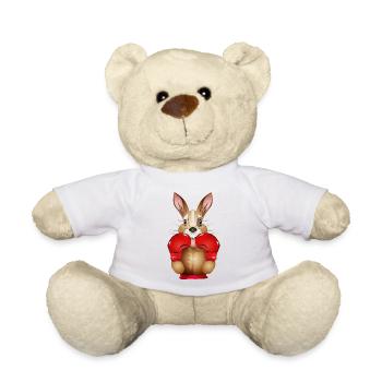 Lapin en boxeur avec des gants de boxe et un œil au beurre noir - Nounours - blanc - Devant