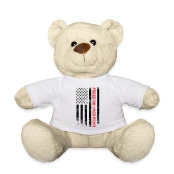 Freedom Over Fear Shirt, Conservative USA Flag Tee - Teddy Bear - white - Front