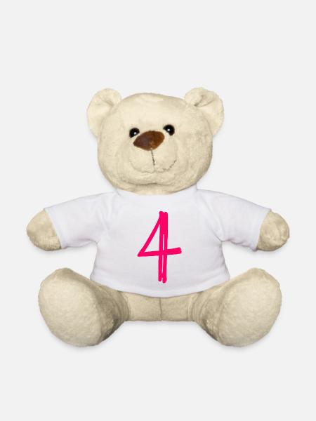 4 JAHRE. 4-jähriges Jubiläum. GEBURTSTAG 4 JAHRE. 4 - Teddy - Weiß