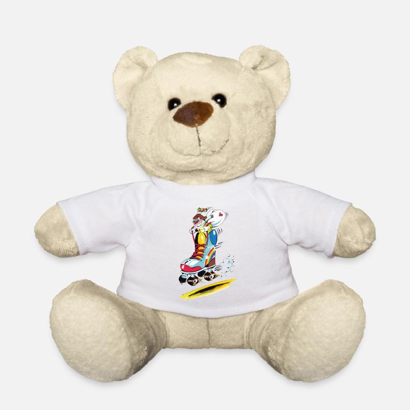 Blühwürmchen auf Rollschuh - Teddy - Weiß