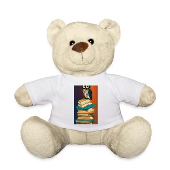 Comic Cartoon Cute Book Owl Owl Book Stack - Teddy Bear - white - Front