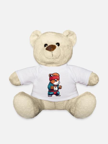 Karate Hamster Fighter Pixel Art - Teddy Bear - white