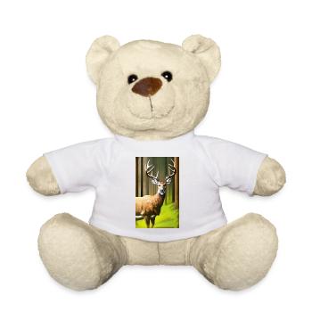 Cooles Comic-Porträt eines wilden Damhirsches majestätisch - Teddy - Weiß - Vorne
