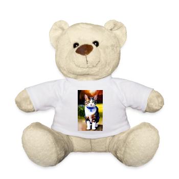 Domestic short haired cat waits for you - Teddy Bear - white - Front